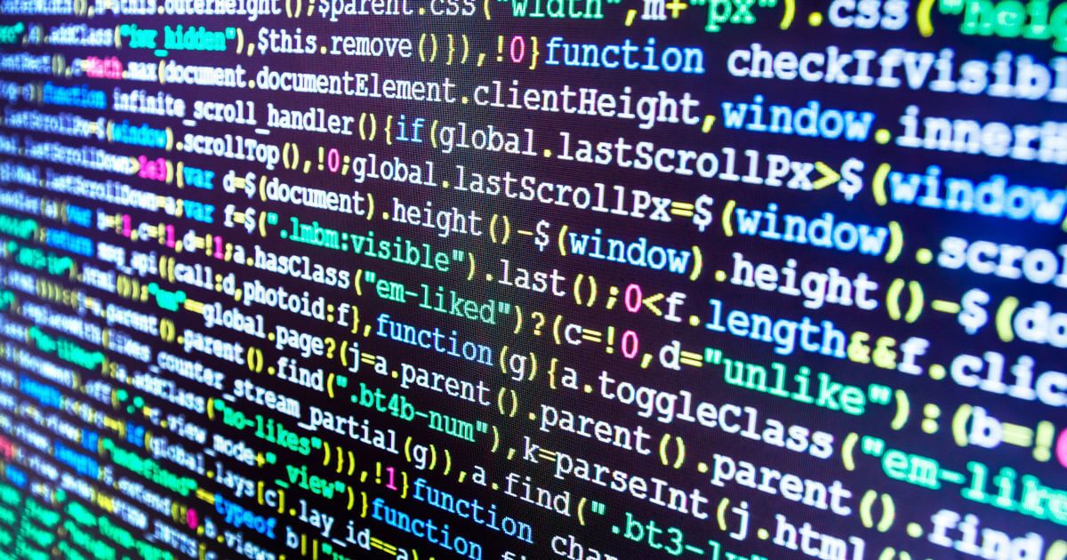 Programming code in colors.